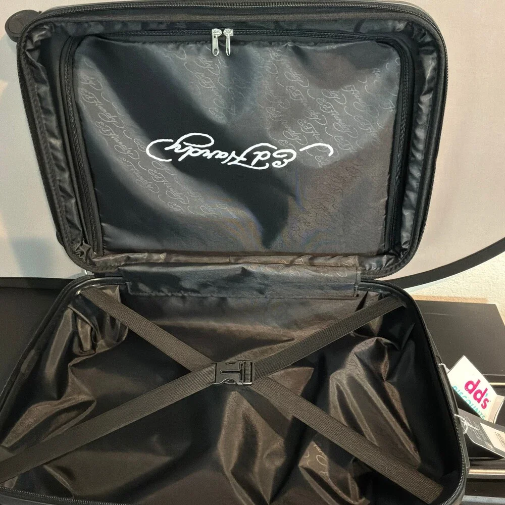 Ed Hardy 20 Inch Carry-On Hardside Luggage Spinner Wheels Tattoo Print